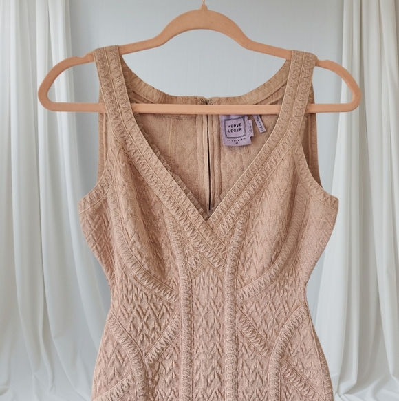 Herve Leger Natia Nude Tulle Dress Size M - Picture 4 of 9